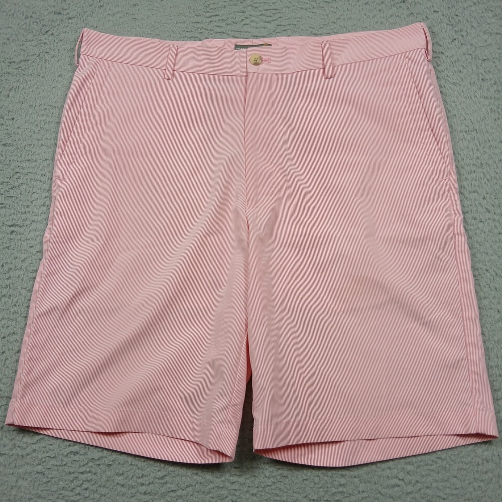 Peter Millar Crown Sport Shorts Men's 36 Pink Pinstripe Performance Golf Chino
